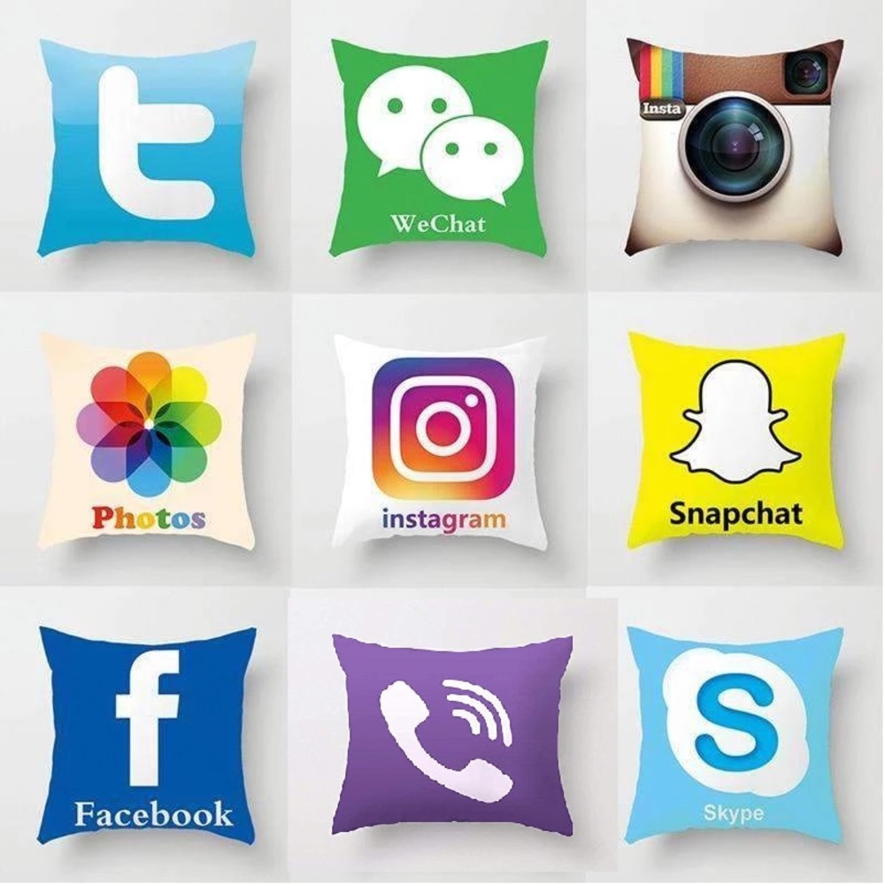 social media cushion covers